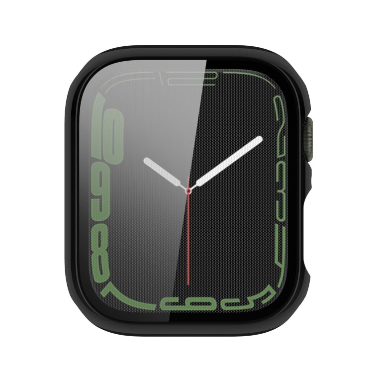 Electroplating Shockproof PC Protective Case with Tempered Glass Film For Apple Watch Series 9 / 8 / 7