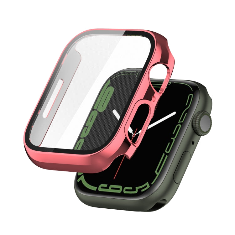 Electroplating Shockproof PC Protective Case with Tempered Glass Film For Apple Watch Series 9 / 8 / 7