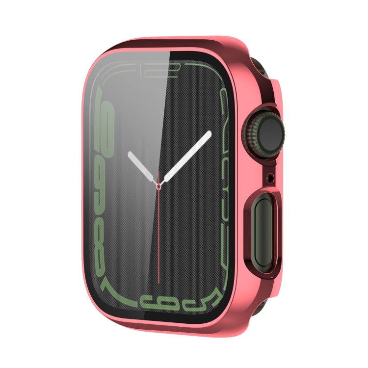 Electroplating Shockproof PC Protective Case with Tempered Glass Film For Apple Watch Series 9 / 8 / 7