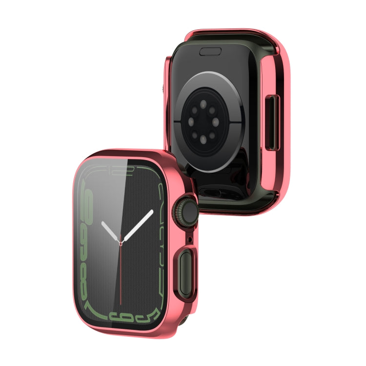 Electroplating Shockproof PC Protective Case with Tempered Glass Film For Apple Watch Series 9 / 8 / 7