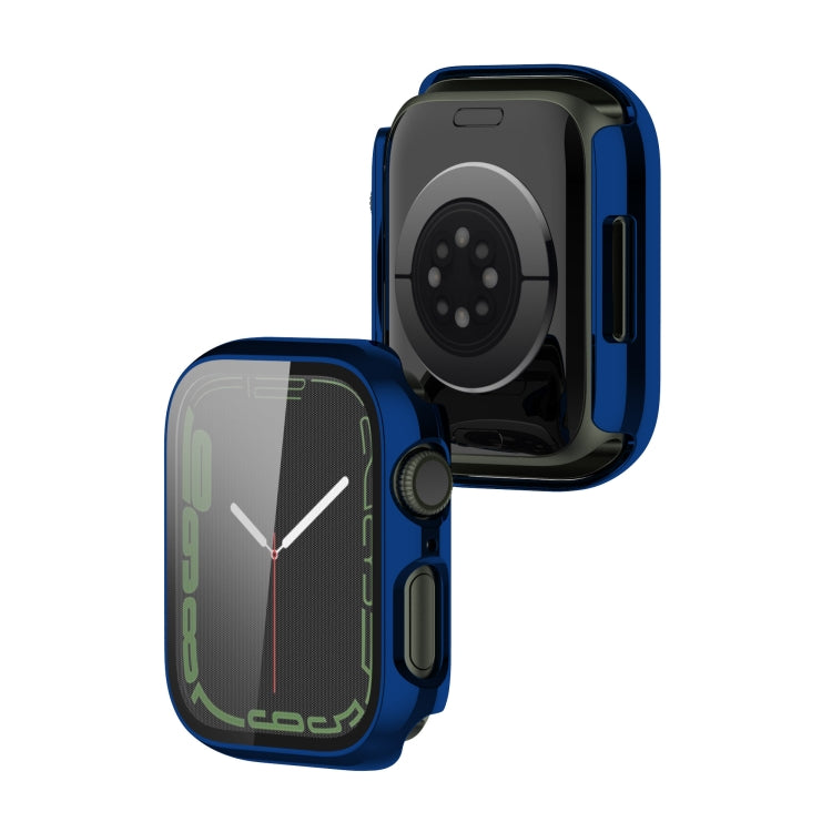 Electroplating Shockproof PC Protective Case with Tempered Glass Film For Apple Watch Series 9 / 8 / 7