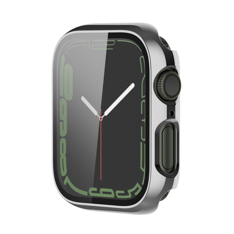 Electroplating Shockproof PC Protective Case with Tempered Glass Film For Apple Watch Series 9 / 8 / 7
