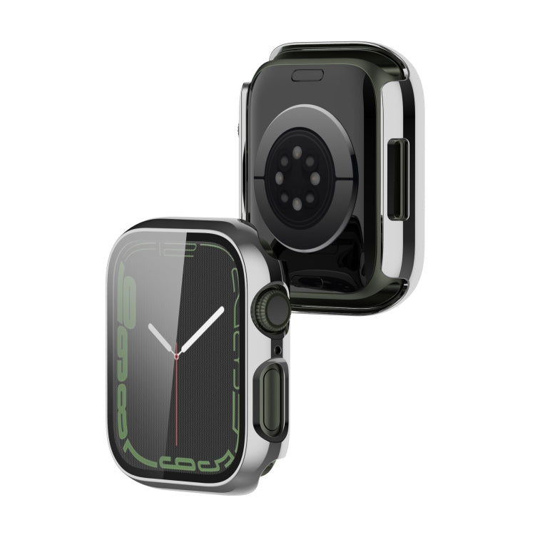 Electroplating Shockproof PC Protective Case with Tempered Glass Film For Apple Watch Series 9 / 8 / 7