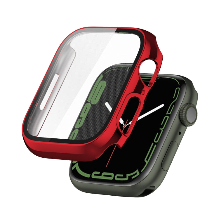 Electroplating Shockproof PC Protective Case with Tempered Glass Film For Apple Watch Series 9 / 8 / 7 45mm