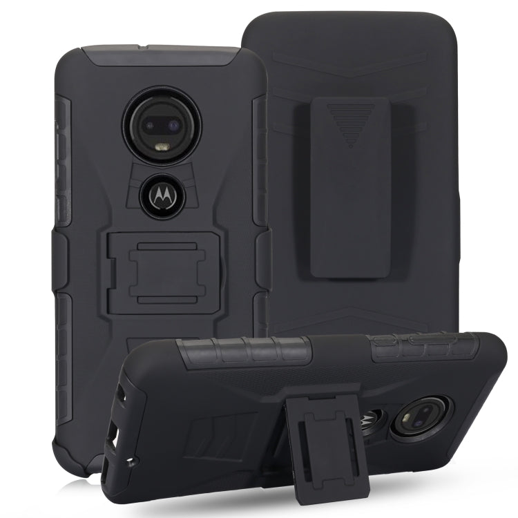 For Motorola Moto G7 Power PC + Silicone Back Clip Sliding Sleeve Protective Case(Black)