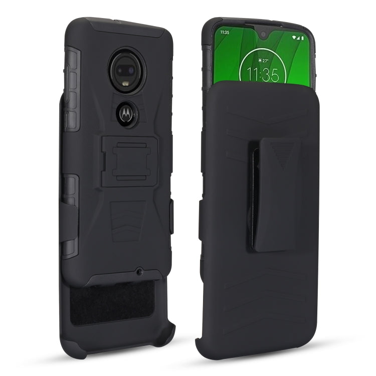 For Motorola Moto G7 PC + Silicone Back Clip Sliding Sleeve Protective Case(Black)