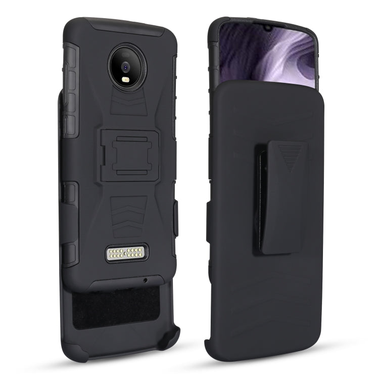 For Motorola Moto Z4 Play PC + Silicone Back Clip Sliding Sleeve Protective Case(Black)
