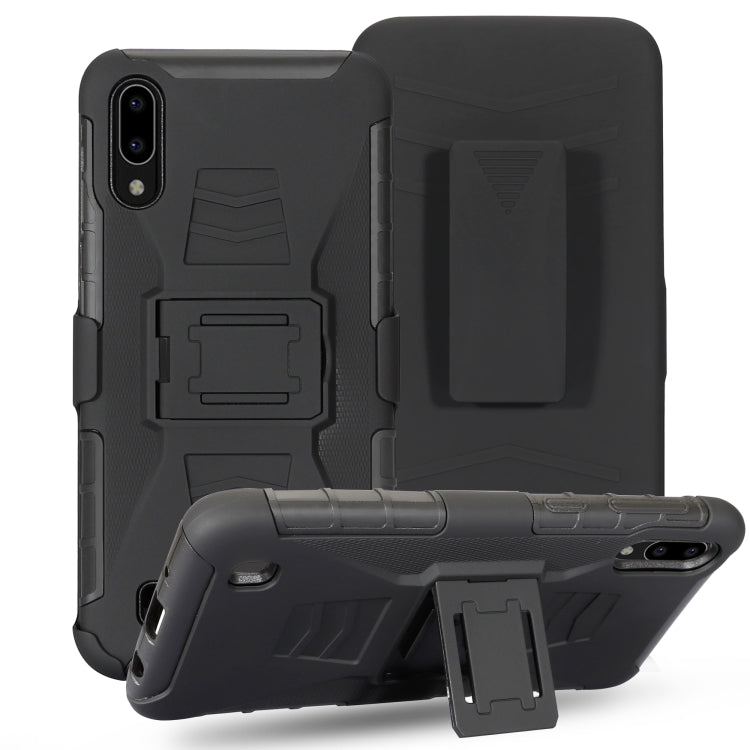 For Galaxy A10 PC + Silicone Back Clip Sliding Sleeve Protective Case(Black)