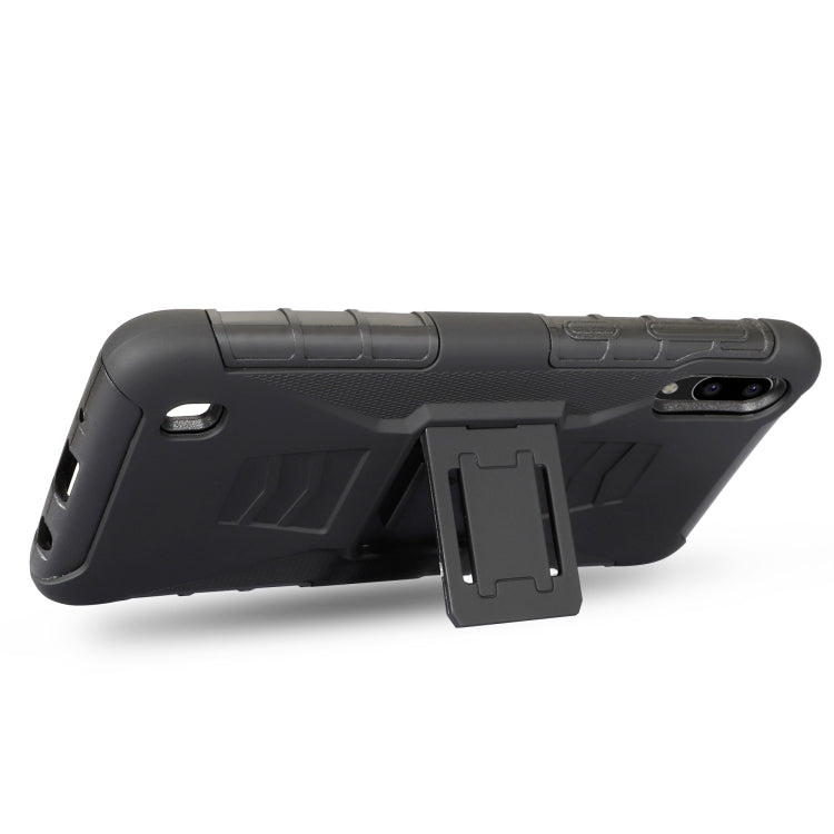 For Galaxy A10 PC + Silicone Back Clip Sliding Sleeve Protective Case(Black)