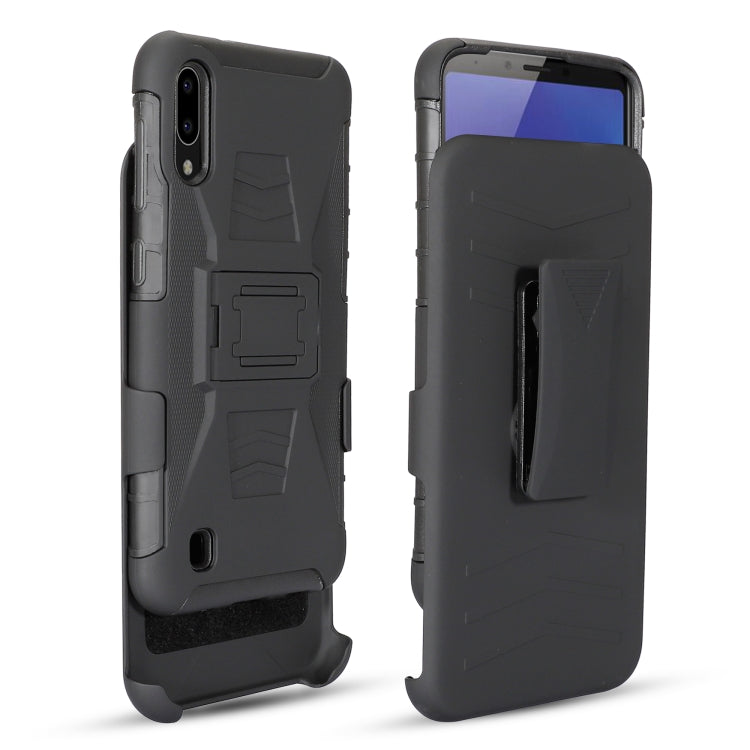For Galaxy A10 PC + Silicone Back Clip Sliding Sleeve Protective Case(Black)