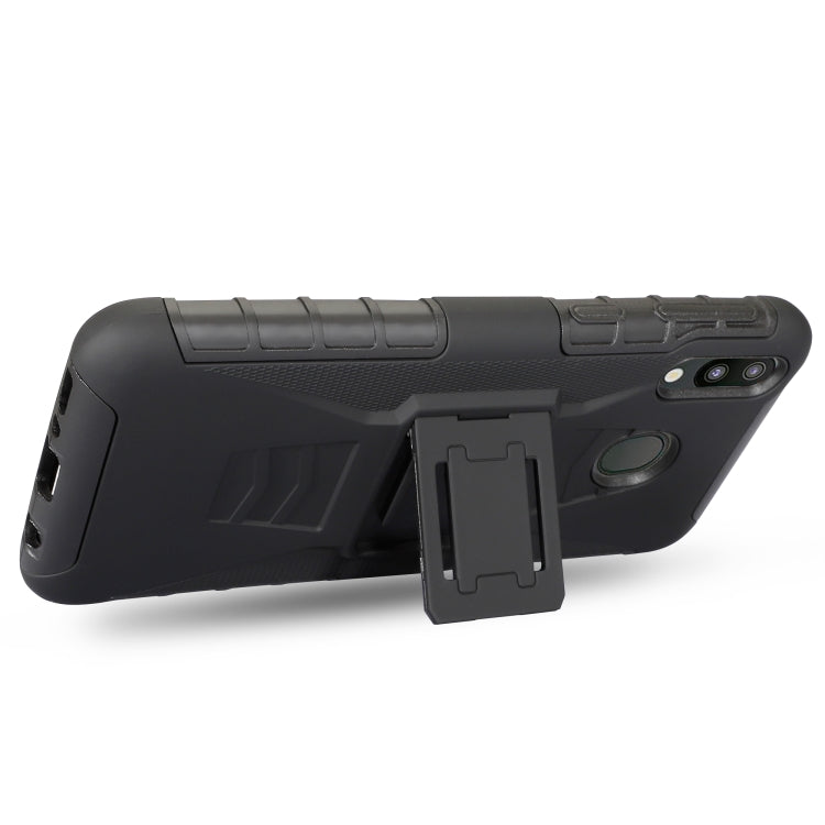 For Galaxy A20 PC + Silicone Back Clip Sliding Sleeve Protective Case(Black)