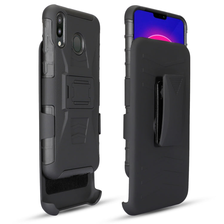 For Galaxy A20 PC + Silicone Back Clip Sliding Sleeve Protective Case(Black)