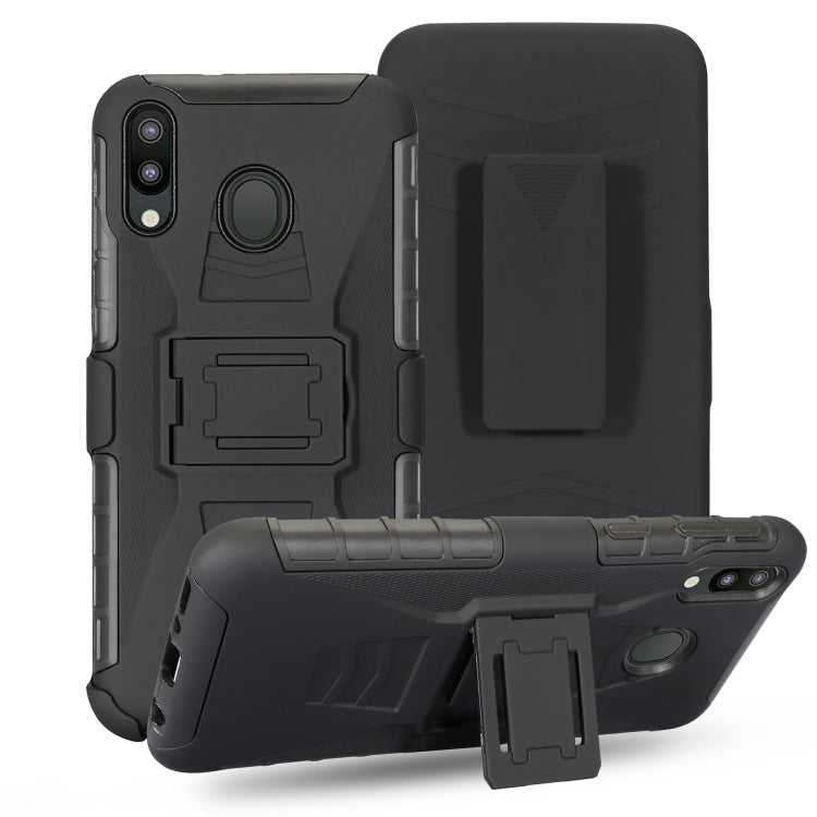 For Galaxy A40 PC + Silicone Back Clip Sliding Sleeve Protective Case(Black)