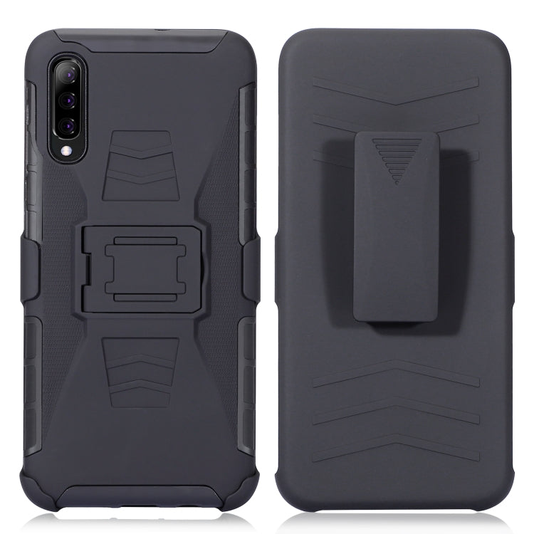 For Galaxy A50 PC + Silicone Back Clip Sliding Sleeve Protective Case(Black)