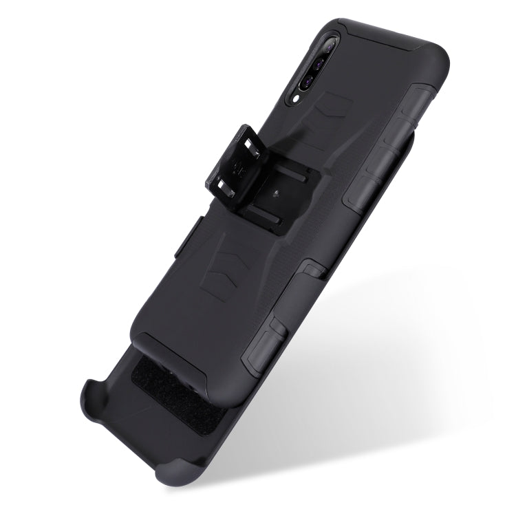 For Galaxy A70 PC + Silicone Back Clip Sliding Sleeve Protective Case(Black)