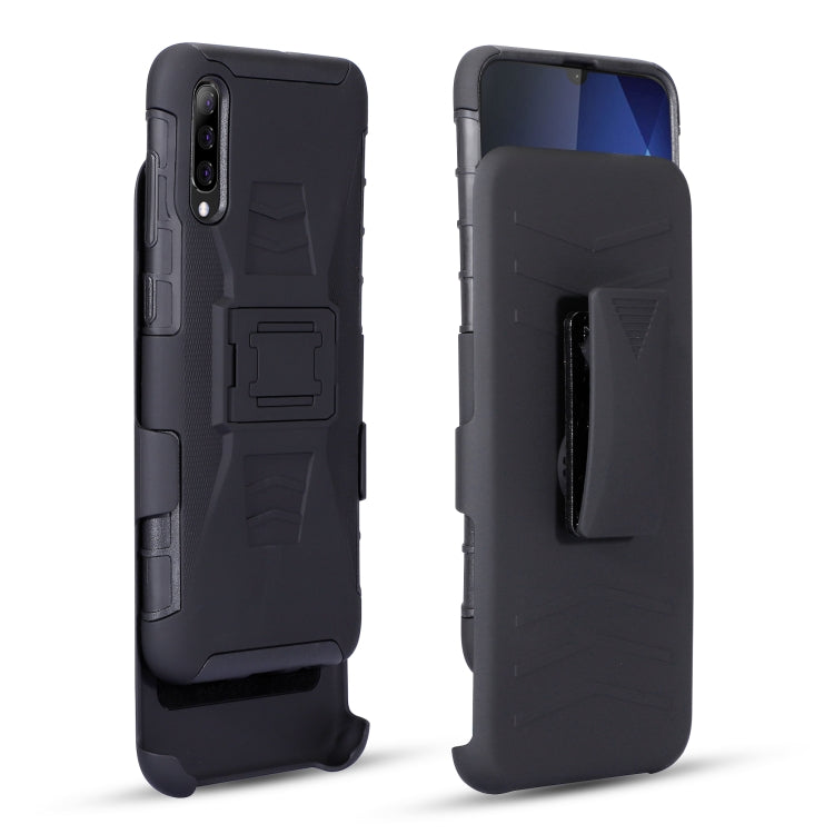 For Galaxy A70 PC + Silicone Back Clip Sliding Sleeve Protective Case(Black)