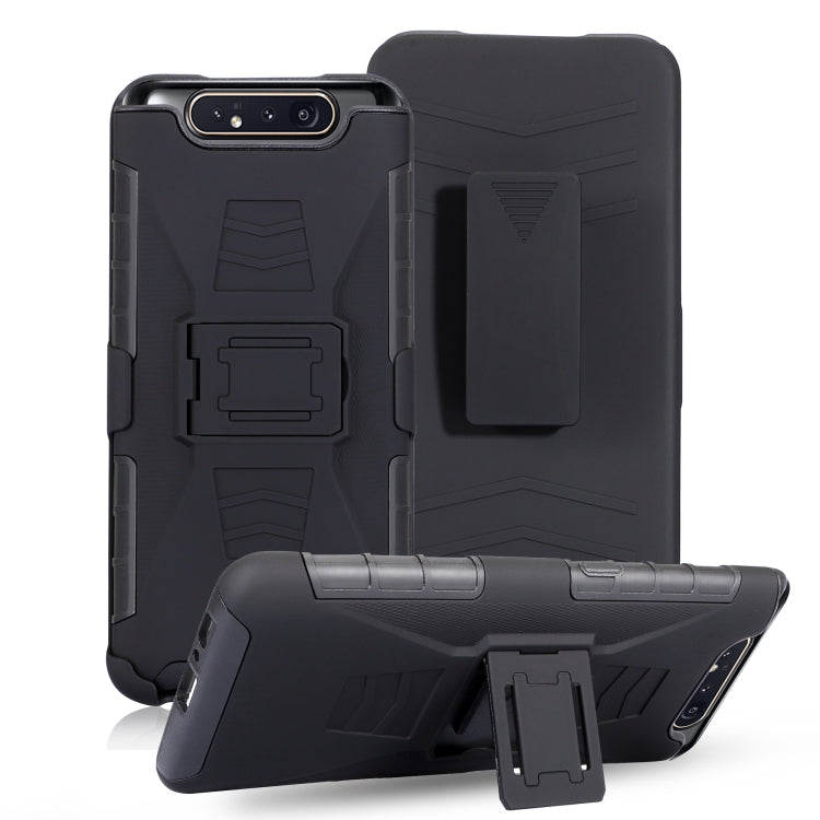 For Galaxy A80 / A90 PC + Silicone Back Clip Sliding Sleeve Protective Case(Black)