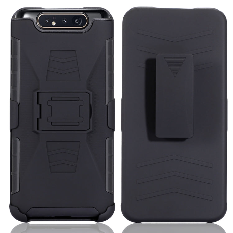 For Galaxy A80 / A90 PC + Silicone Back Clip Sliding Sleeve Protective Case(Black)