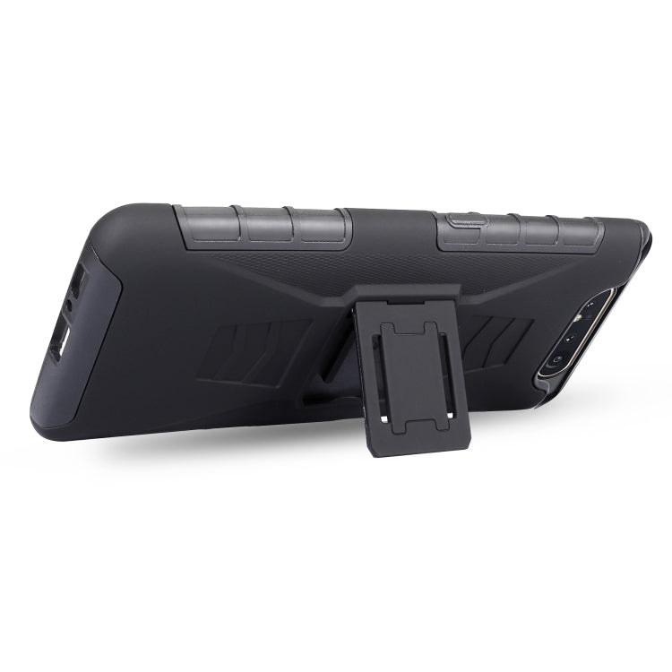 For Galaxy A80 / A90 PC + Silicone Back Clip Sliding Sleeve Protective Case(Black)