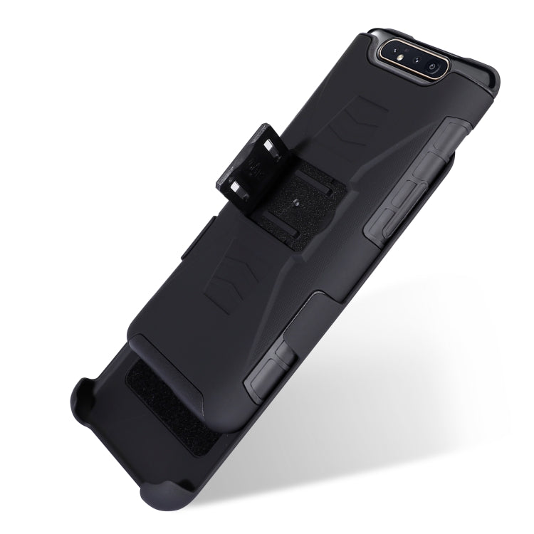 For Galaxy A80 / A90 PC + Silicone Back Clip Sliding Sleeve Protective Case(Black)
