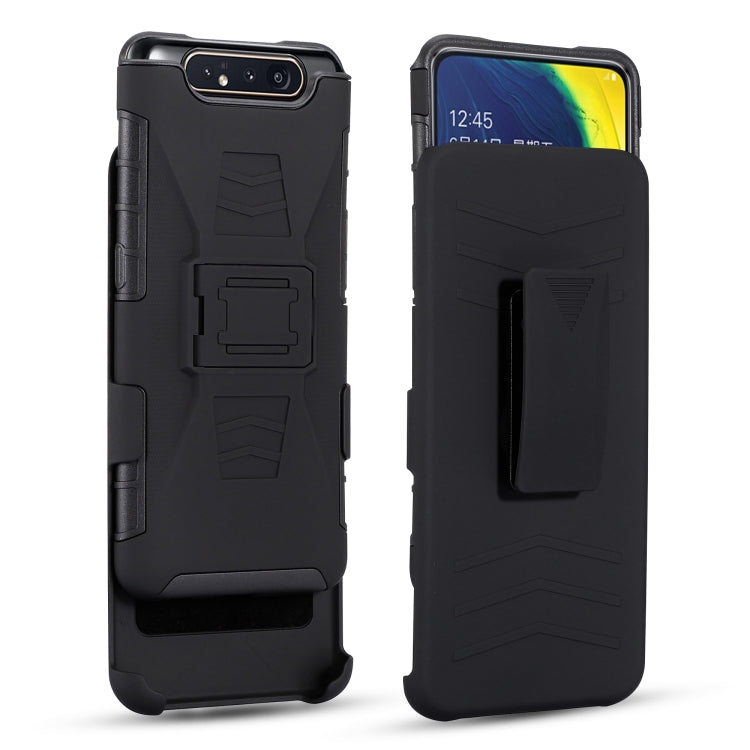 For Galaxy A80 / A90 PC + Silicone Back Clip Sliding Sleeve Protective Case(Black)