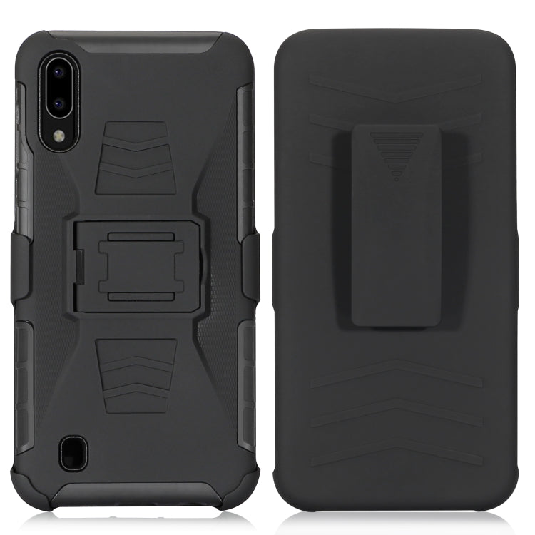 For Galaxy M10 PC + Silicone Back Clip Sliding Sleeve Protective Case(Black)