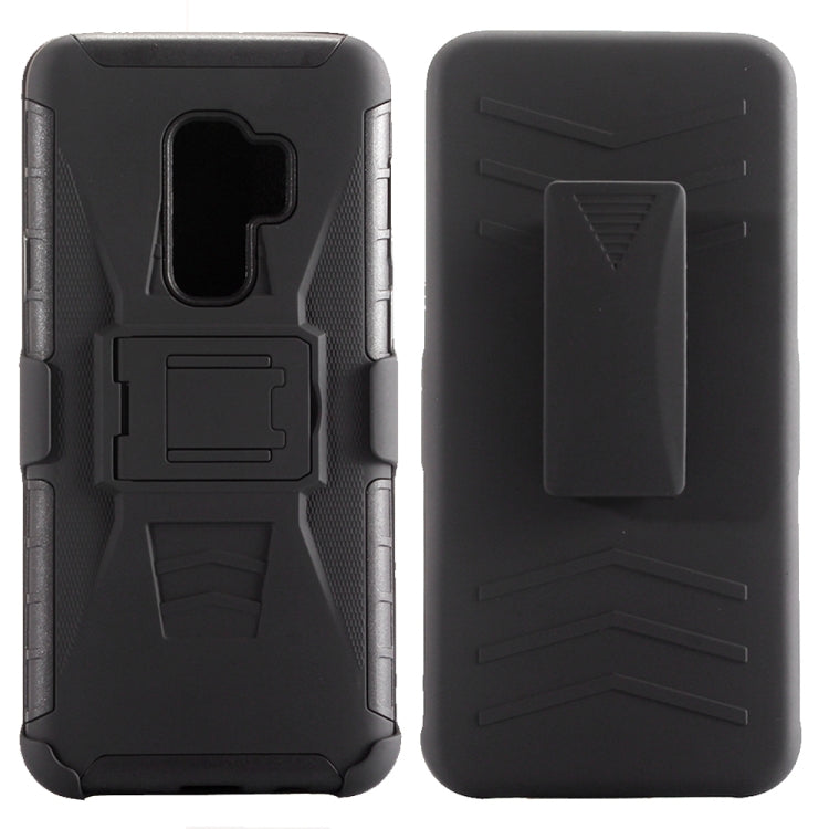 For Galaxy S9+ PC + Silicone Back Clip Sliding Sleeve Protective Case(Black)