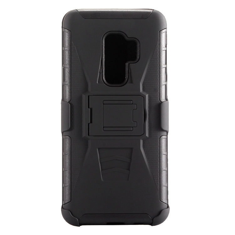 For Galaxy S9+ PC + Silicone Back Clip Sliding Sleeve Protective Case(Black)