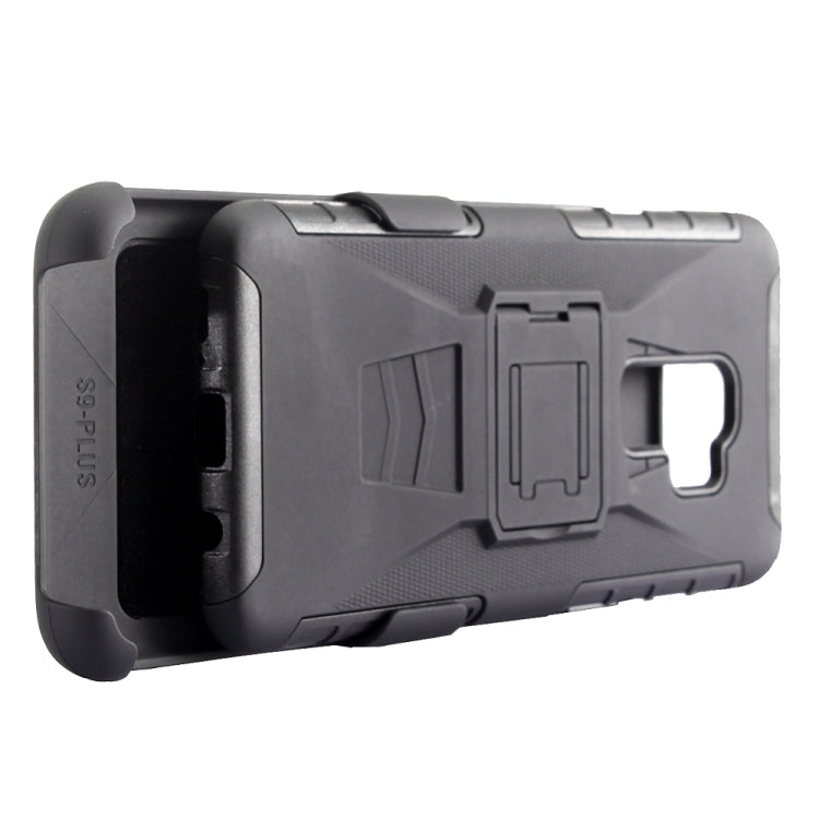 For Galaxy S9+ PC + Silicone Back Clip Sliding Sleeve Protective Case(Black)