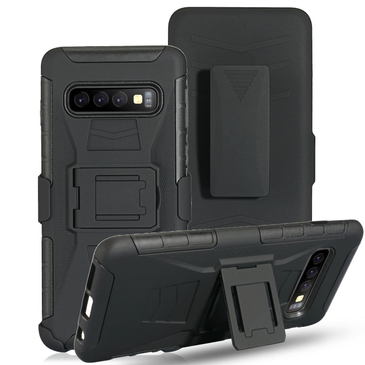 For Galaxy S10e PC + Silicone Back Clip Sliding Sleeve Protective Case(Black)