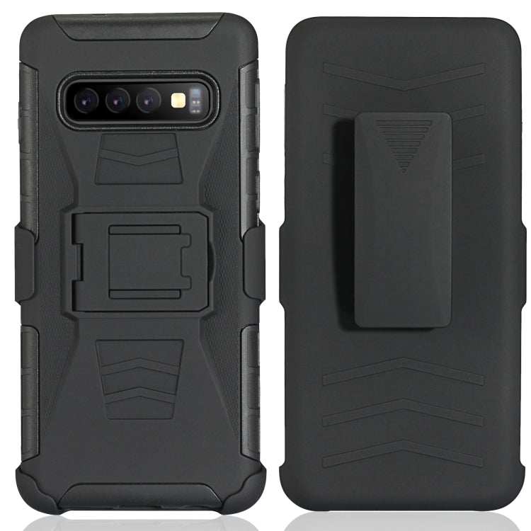 For Galaxy S10+ PC + Silicone Back Clip Sliding Sleeve Protective Case(Black)