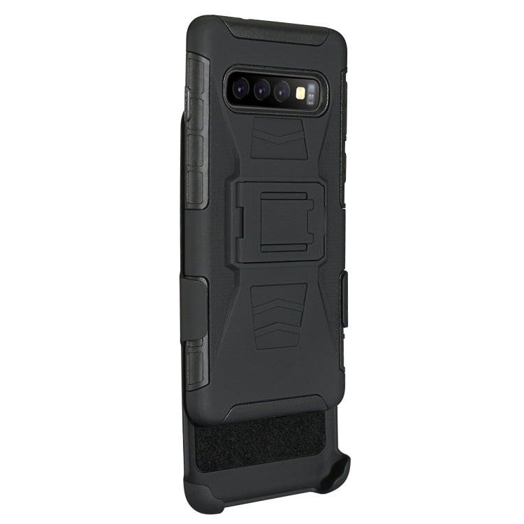 For Galaxy S10 PC + Silicone Back Clip Sliding Sleeve Protective Case(Black)