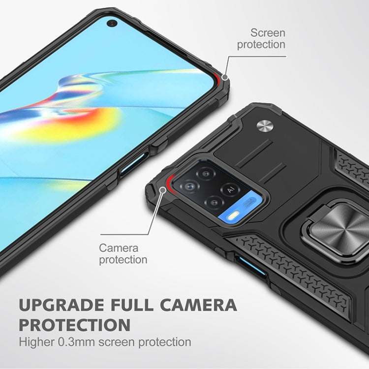 For OPPO A54 4G Magnetic Armor Shockproof TPU + PC Phone Case with Metal Ring Holder