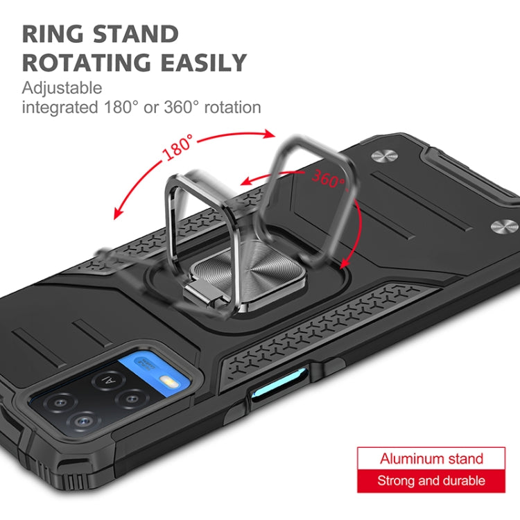 For OPPO A54 4G Magnetic Armor Shockproof TPU + PC Phone Case with Metal Ring Holder