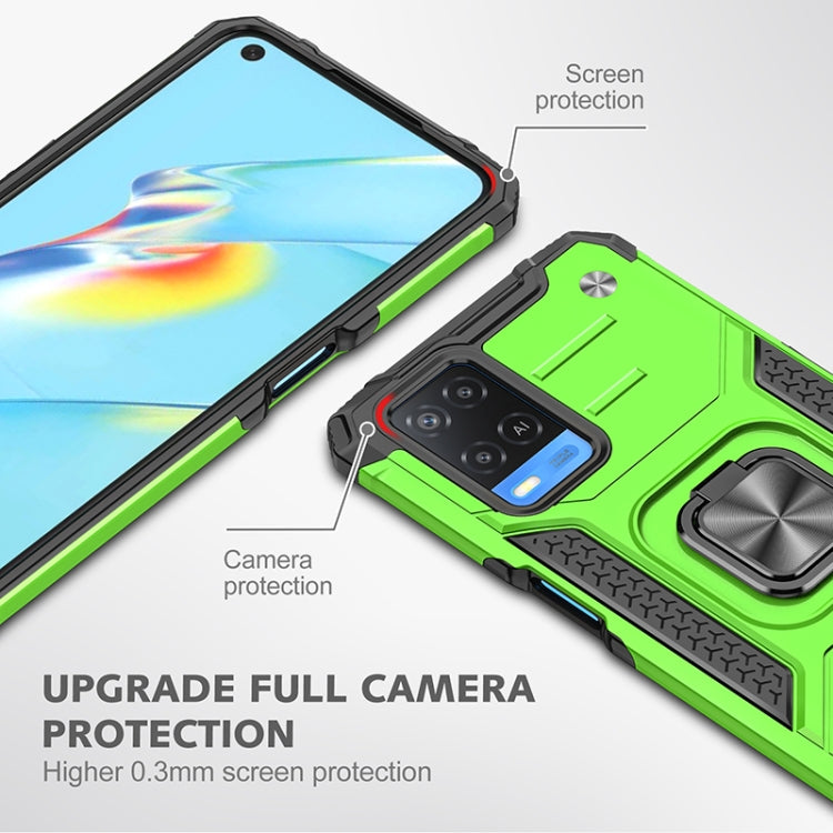 For OPPO A54 4G Magnetic Armor Shockproof TPU + PC Phone Case with Metal Ring Holder