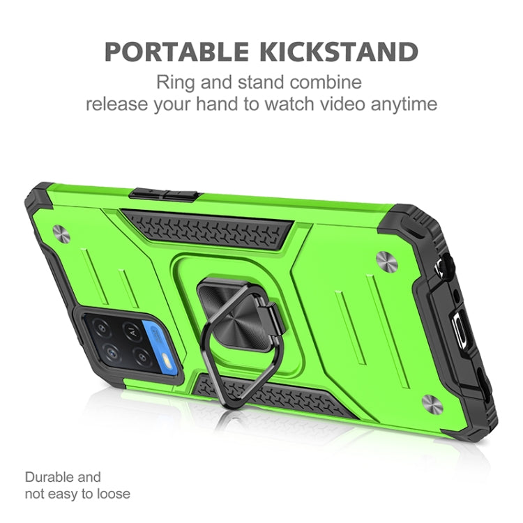 For OPPO A54 4G Magnetic Armor Shockproof TPU + PC Phone Case with Metal Ring Holder