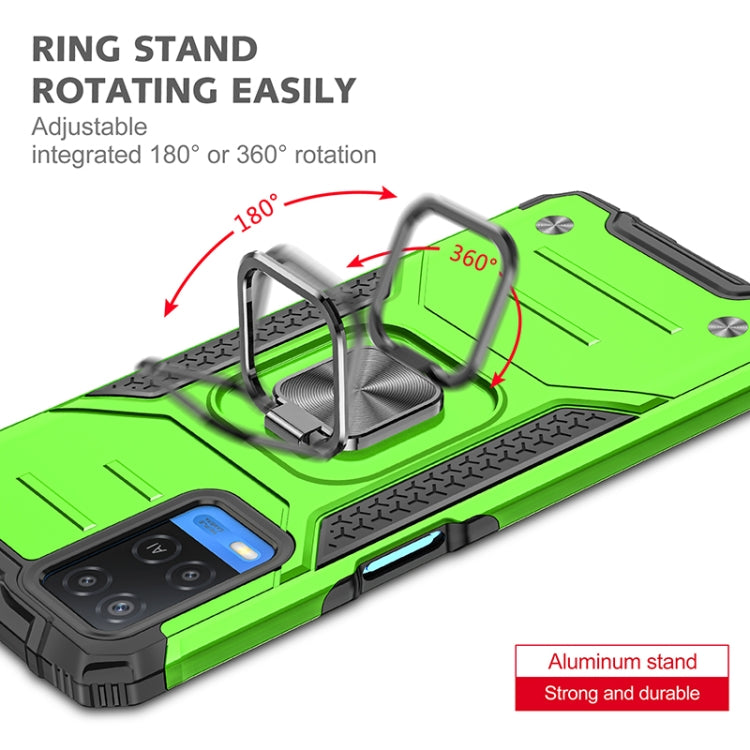 For OPPO A54 4G Magnetic Armor Shockproof TPU + PC Phone Case with Metal Ring Holder