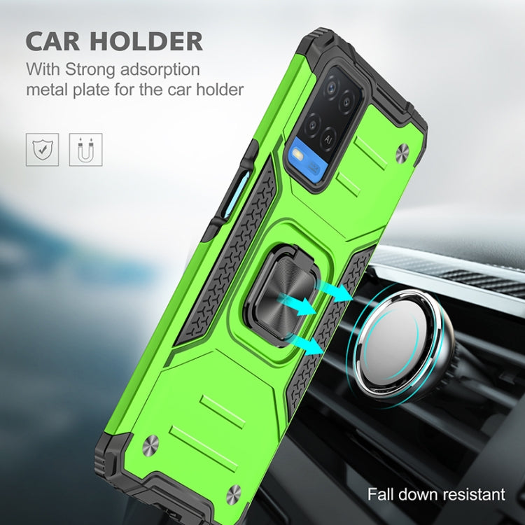 For OPPO A54 4G Magnetic Armor Shockproof TPU + PC Phone Case with Metal Ring Holder