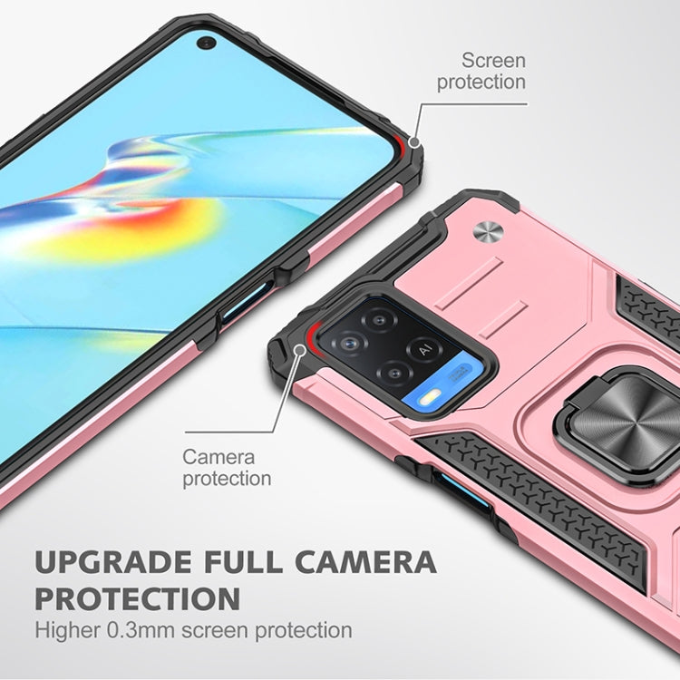 For OPPO A54 4G Magnetic Armor Shockproof TPU + PC Phone Case with Metal Ring Holder