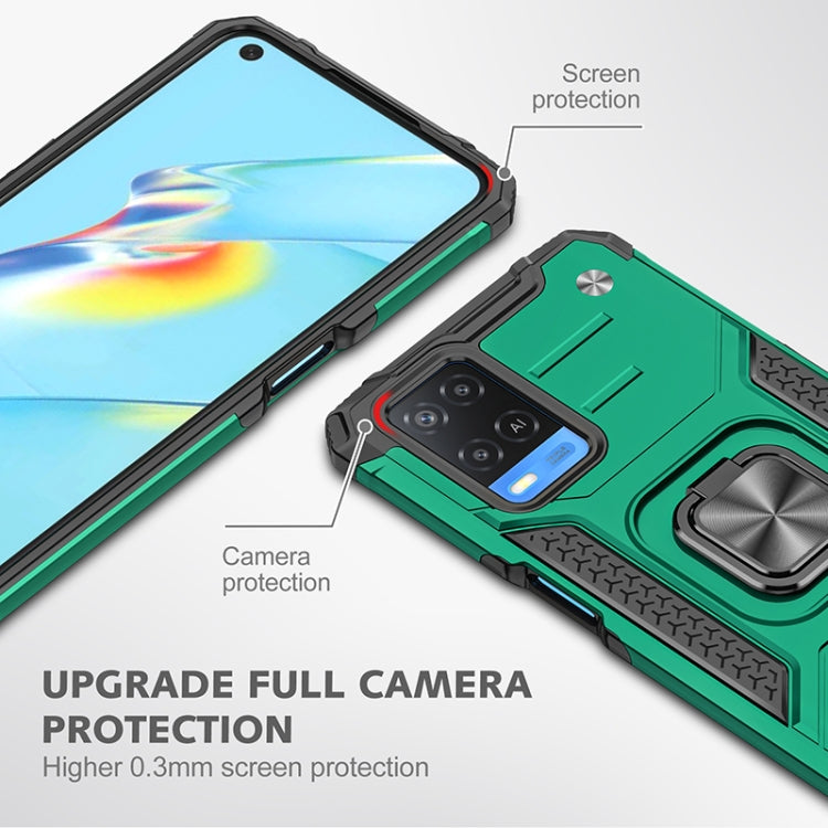 For OPPO A54 4G Magnetic Armor Shockproof TPU + PC Phone Case with Metal Ring Holder