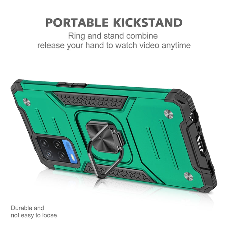 For OPPO A54 4G Magnetic Armor Shockproof TPU + PC Phone Case with Metal Ring Holder