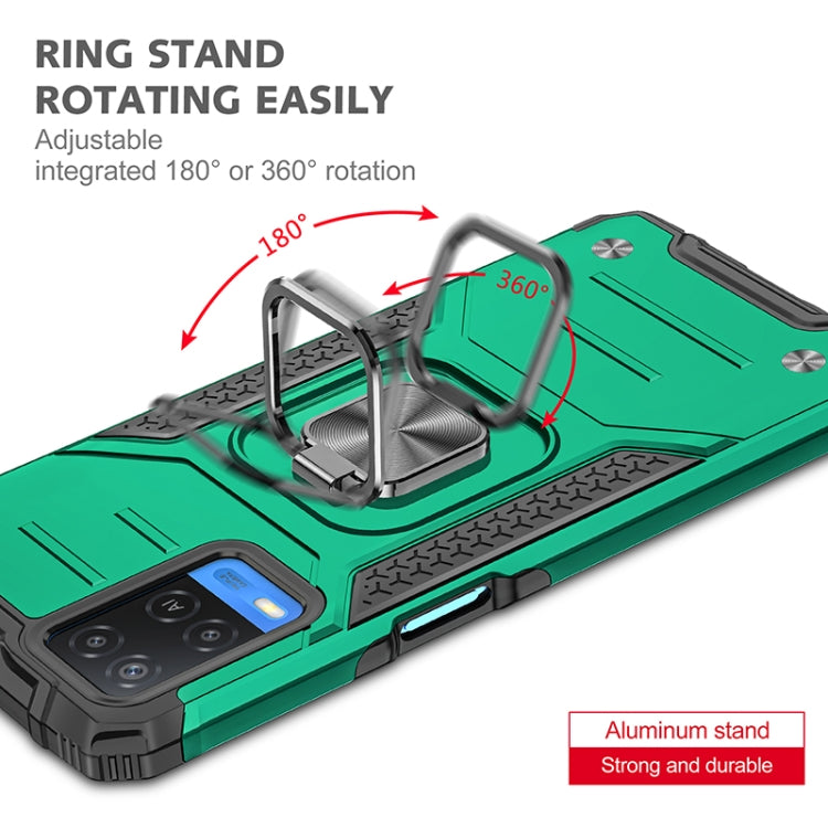 For OPPO A54 4G Magnetic Armor Shockproof TPU + PC Phone Case with Metal Ring Holder