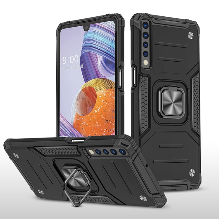 For LG Stylo 7 4G Magnetic Armor Shockproof TPU + PC Phone Case with Metal Ring Holder