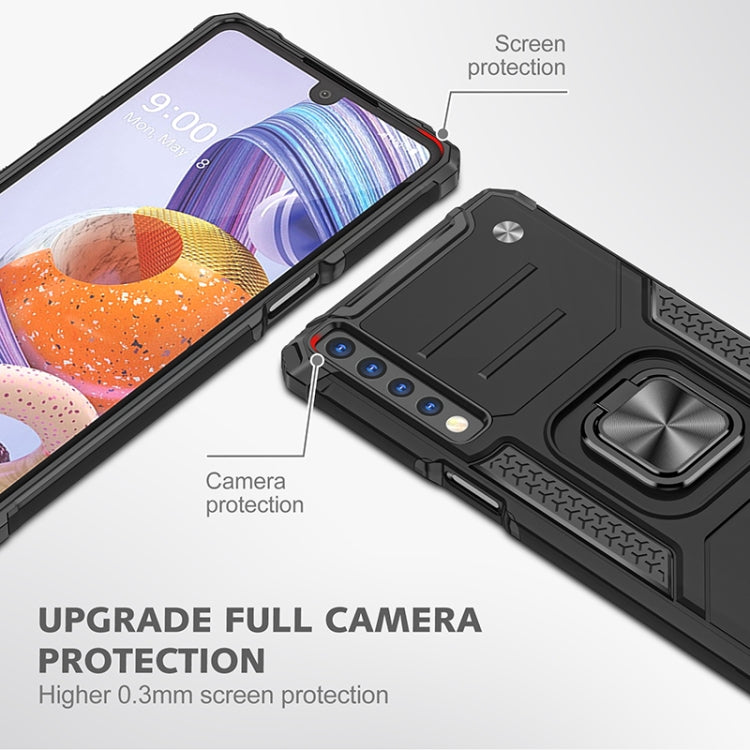 For LG Stylo 7 4G Magnetic Armor Shockproof TPU + PC Phone Case with Metal Ring Holder