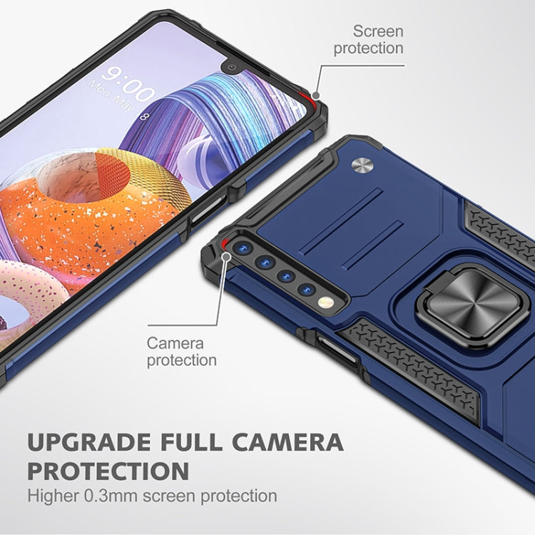 For LG Stylo 7 4G Magnetic Armor Shockproof TPU + PC Phone Case with Metal Ring Holder