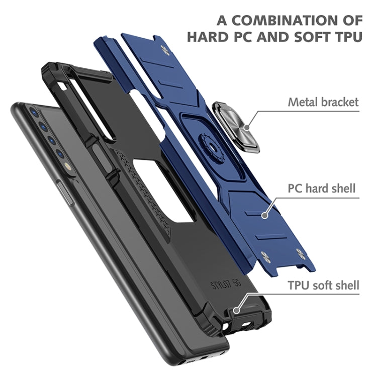 For LG Stylo 7 4G Magnetic Armor Shockproof TPU + PC Phone Case with Metal Ring Holder