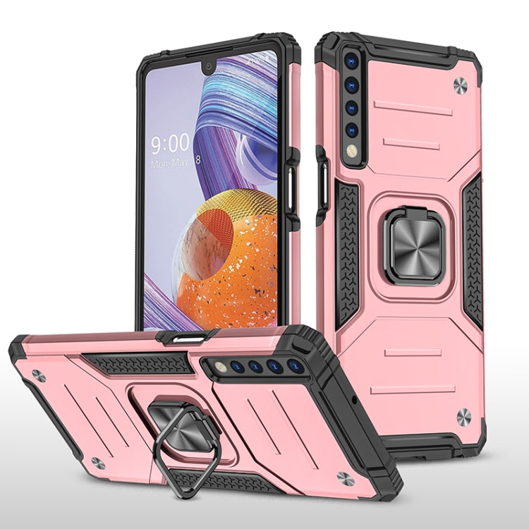 For LG Stylo 7 4G Magnetic Armor Shockproof TPU + PC Phone Case with Metal Ring Holder