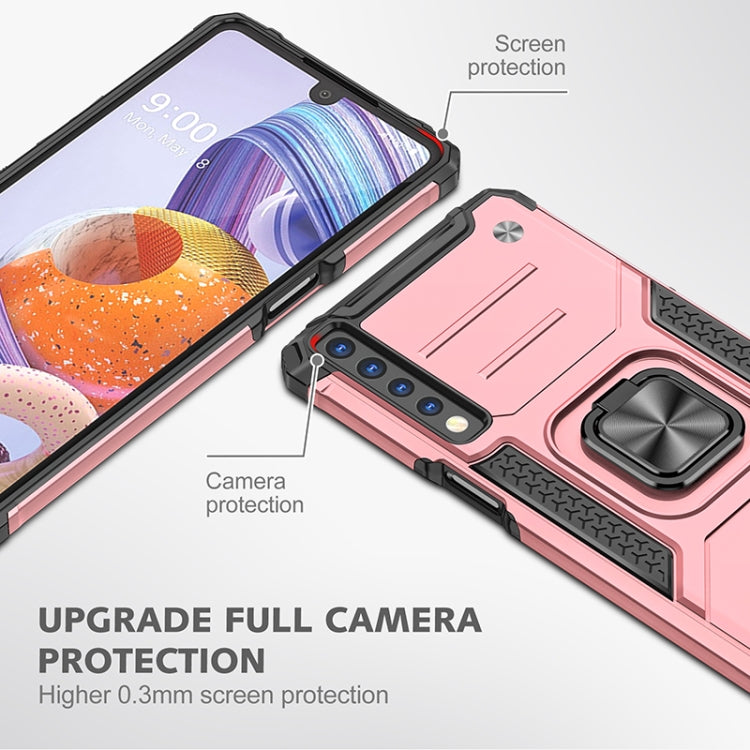 For LG Stylo 7 4G Magnetic Armor Shockproof TPU + PC Phone Case with Metal Ring Holder