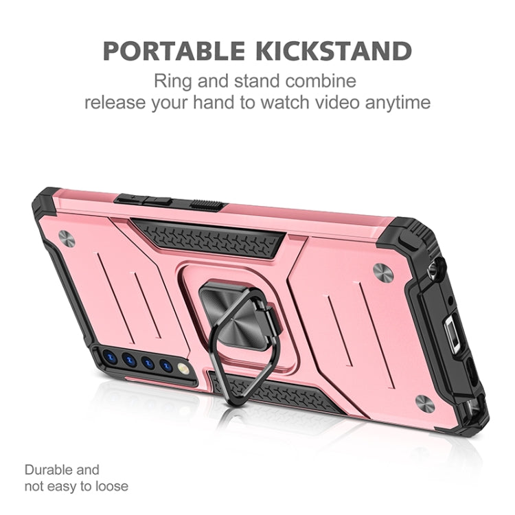 For LG Stylo 7 4G Magnetic Armor Shockproof TPU + PC Phone Case with Metal Ring Holder