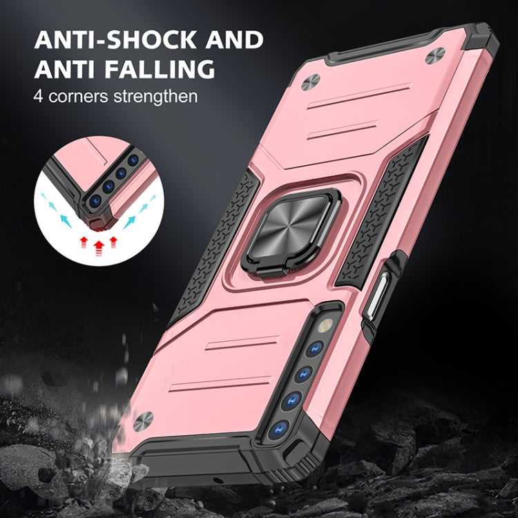 For LG Stylo 7 4G Magnetic Armor Shockproof TPU + PC Phone Case with Metal Ring Holder